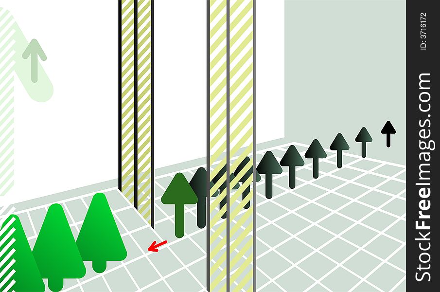 Vector christmas tree made of arrows, symbolizing business activities
