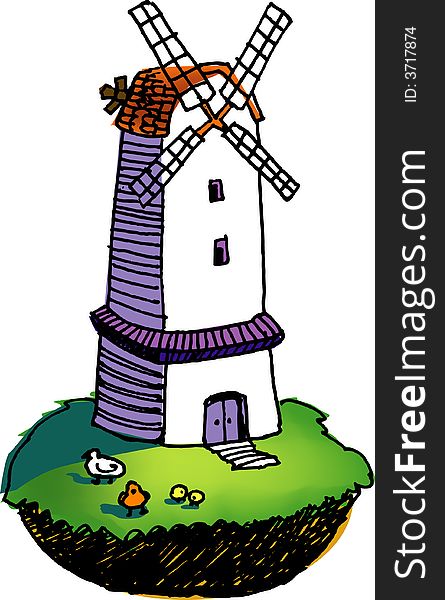 A vector illustration for a windmill