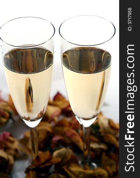 Wineglass of champagne isolated in white backgroun