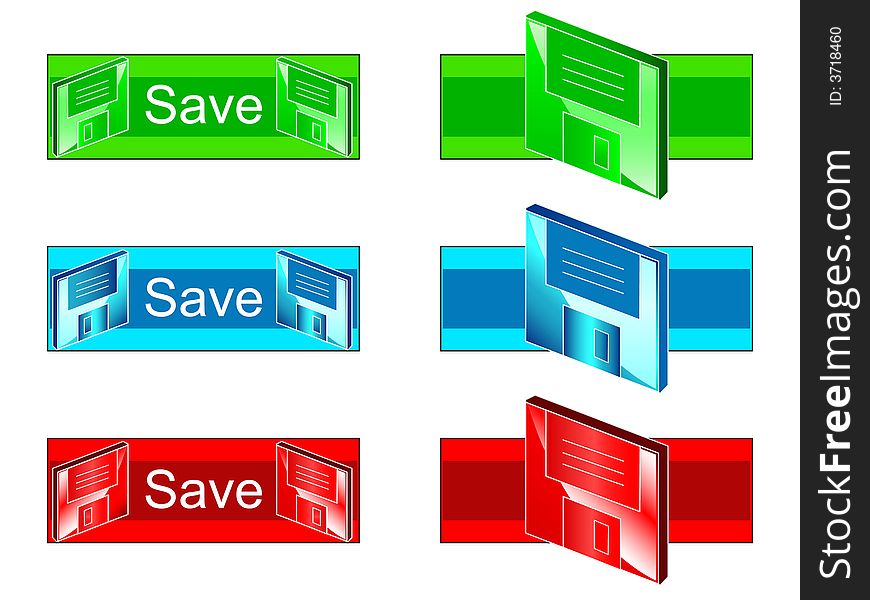 Green blue red save buttons. Green blue red save buttons