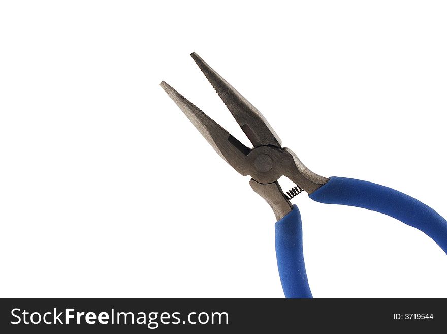 Isolated Needle nose pliers over white