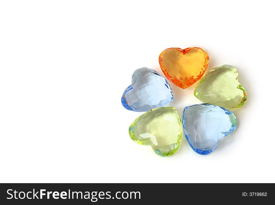 Colour hearts with love / white background. Colour hearts with love / white background