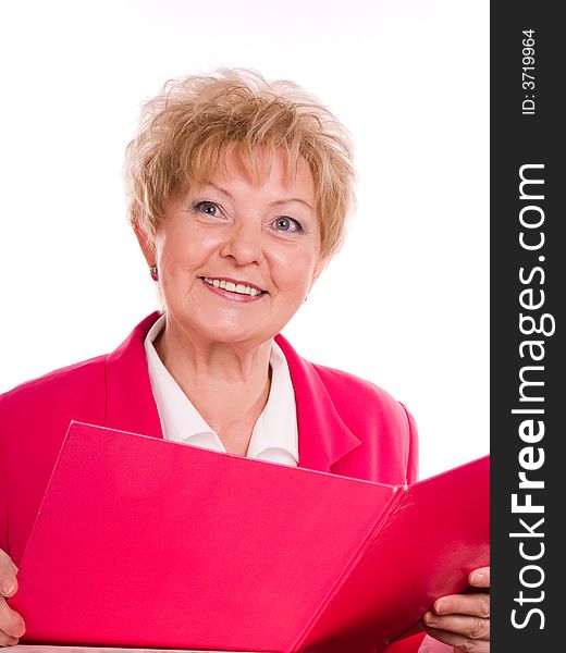 Buisinesswoman With Pink Folder