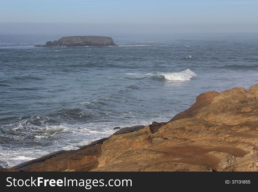 Oregon Coast Island Rock Landscape