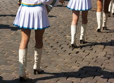 Drummer Girls Legs On City Day Royalty Free Stock Image