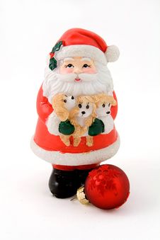 Santa Claus And A Red Ball Royalty Free Stock Photo