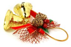 Golden Bells With Red Ribbon Royalty Free Stock Photo Golden Bells With Red Ribbon Royalty Free Stock Photo