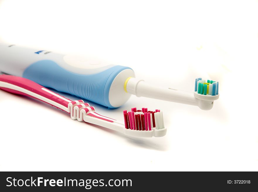 Traditional and modern toothbrush head to head. Traditional and modern toothbrush head to head