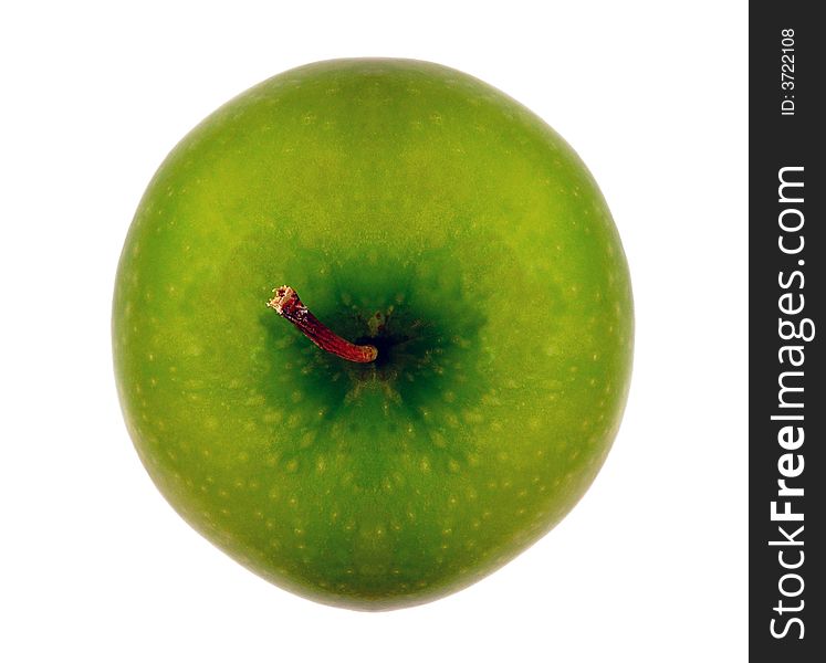 Green apple top view isolated on white background