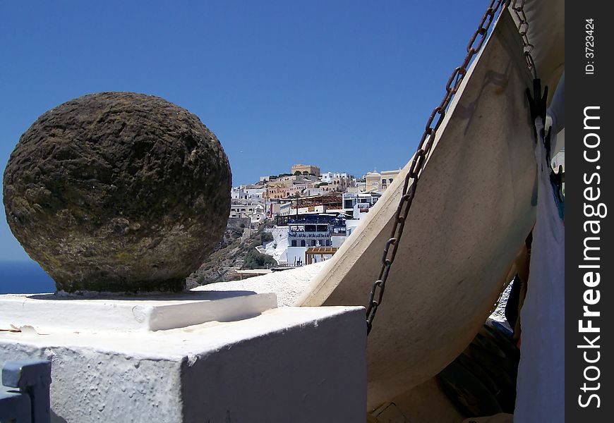 view of the village of Fira, Santorini, greece. view of the village of Fira, Santorini, greece.