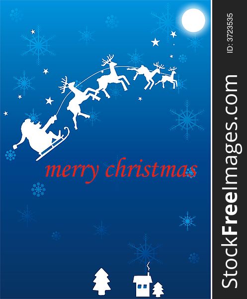 Christmas snow flake background with flying Santa Claus. Christmas snow flake background with flying Santa Claus