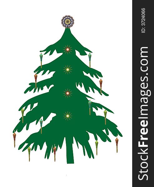 A decorated christmas tree with a few ornaments - background. A decorated christmas tree with a few ornaments - background