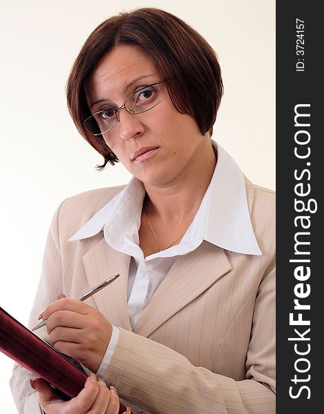 White Businesswoman With Notepad