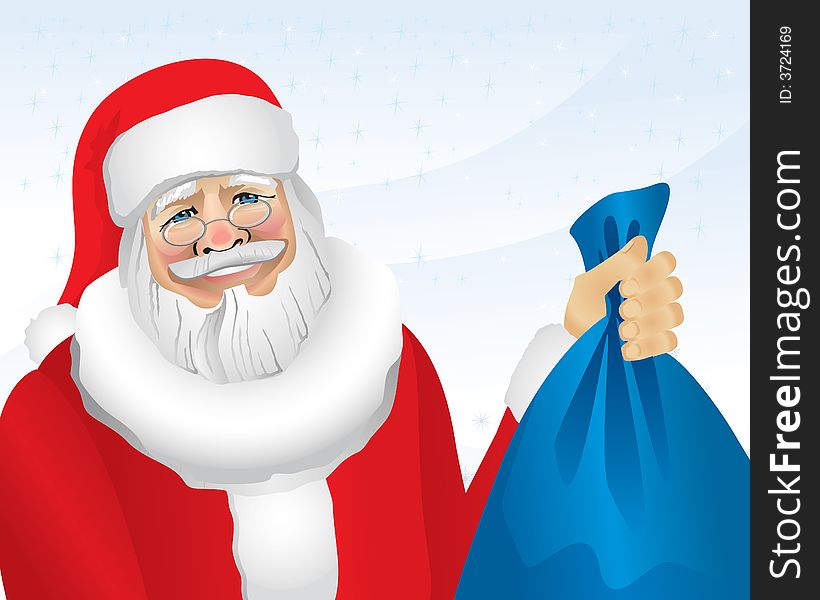 Santa Claus With Bag Of Presents (vector or XXL jpeg image). Santa Claus With Bag Of Presents (vector or XXL jpeg image)