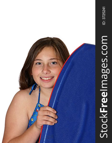 Attractive young teenage girl with her boogie-board. Attractive young teenage girl with her boogie-board