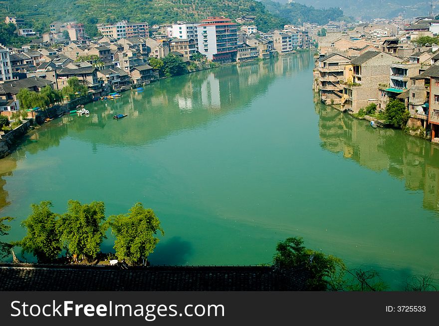 China Guizhou ancient towns - Zhenyuan. China Guizhou ancient towns - Zhenyuan