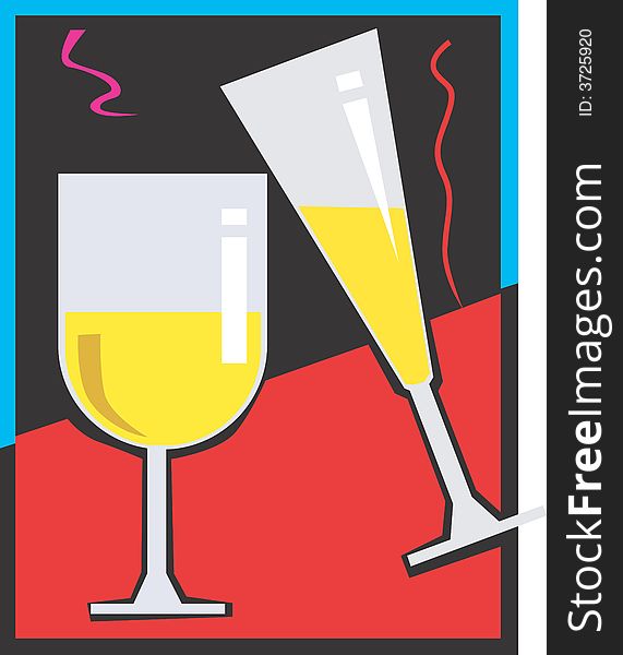 Illustration of two glass of champagne. Illustration of two glass of champagne