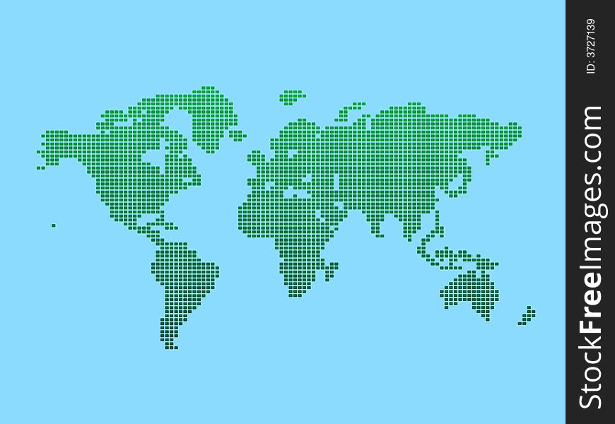 Map of the World made with rounded squares pattern. Map of the World made with rounded squares pattern