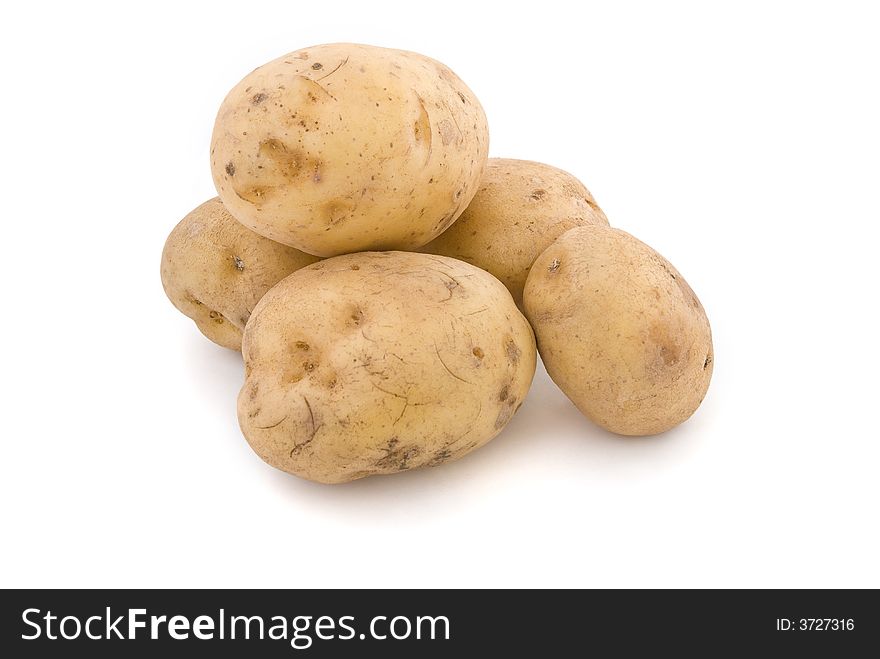 Nice fresh potatoes  isolated white background. Nice fresh potatoes  isolated white background