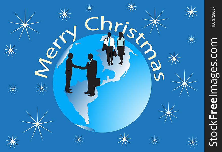 Illustration of business people and Christmas