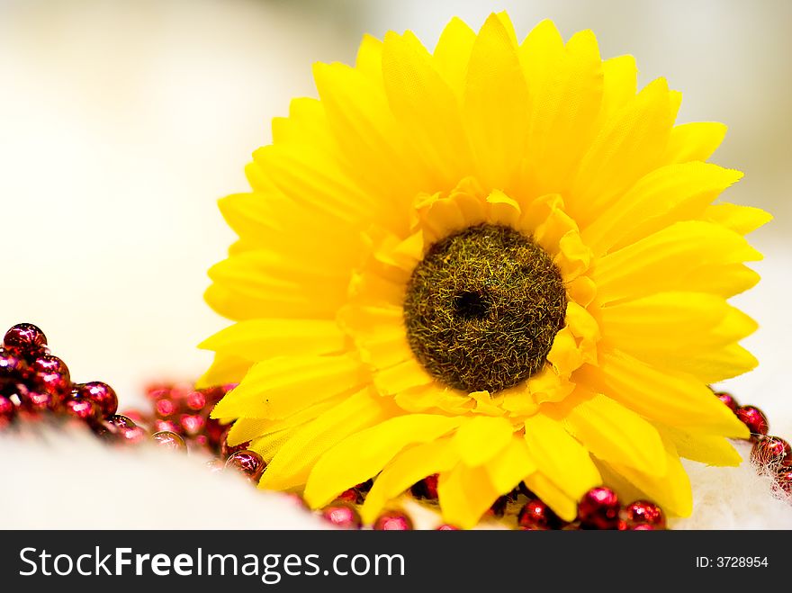Sunflower With Red Beads