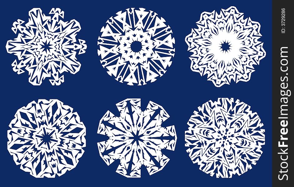 Six Christmas Snowflakes