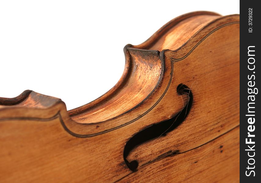 Close-up of the body of antique violin