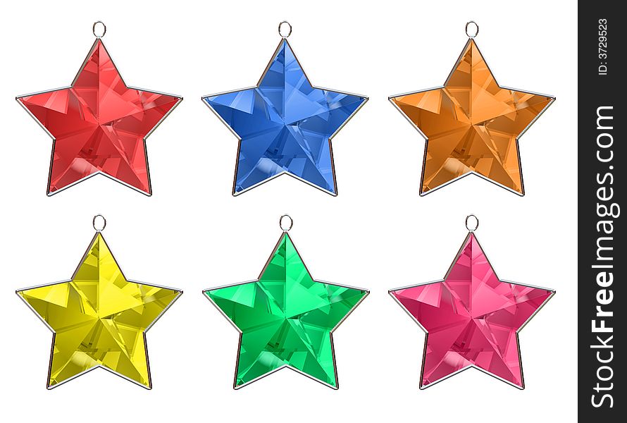 Jewel stars on the white background. Jewel stars on the white background