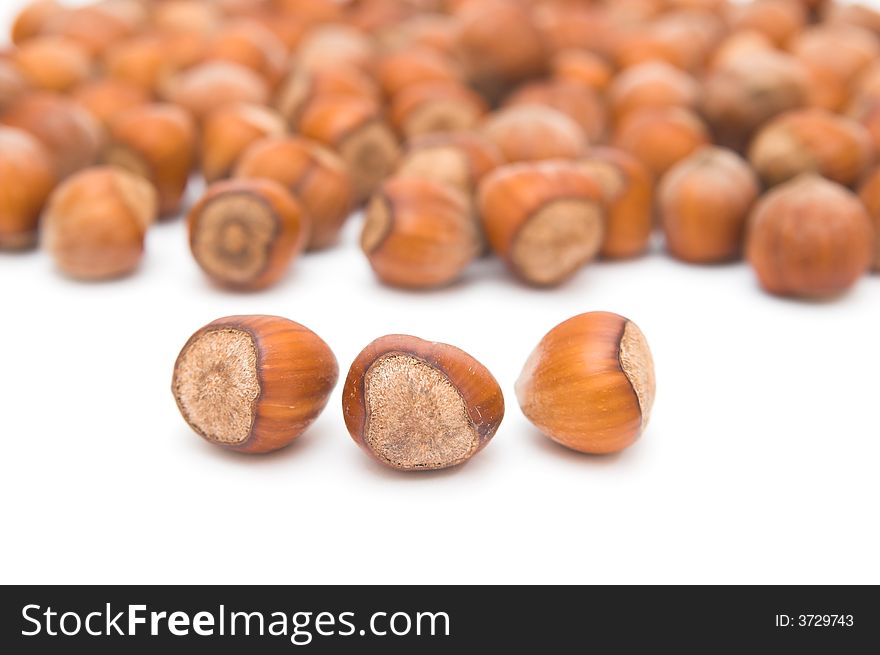 Hazel nuts isolated over white background