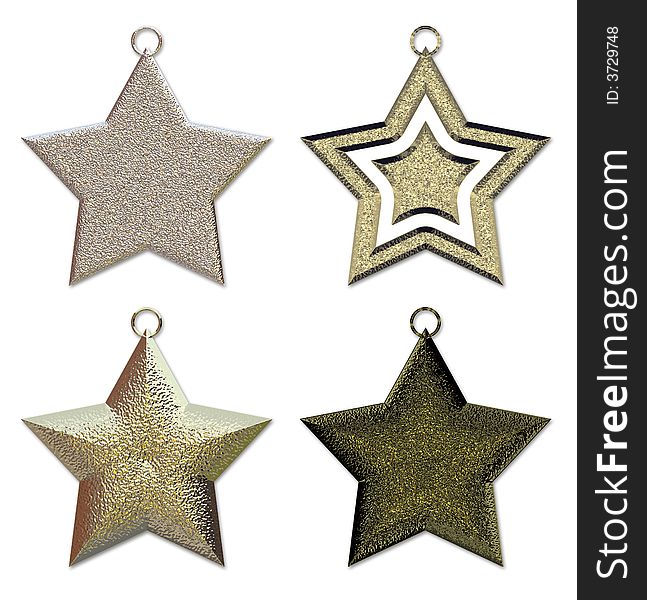 Metal stars on the white background