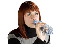 Redhead Girl Drinking Water Royalty Free Stock Image Redhead Girl Drinking Water Royalty Free Stock Image