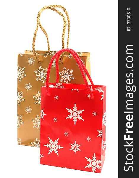 Christmas   bags  for purchases on a white background.