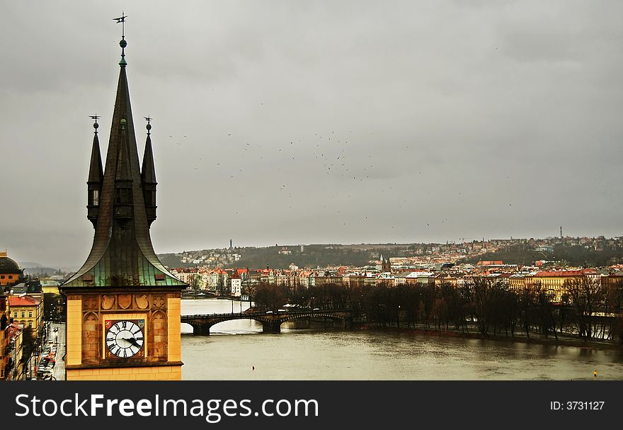 Prague, capital of Czech republic, view to the river vltava