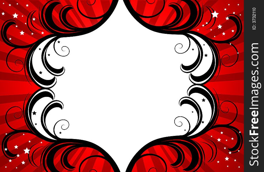 Vector Floral Frame in red