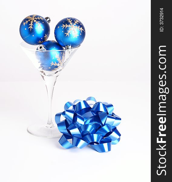 Photo of blue holiday ornament. Photo of blue holiday ornament