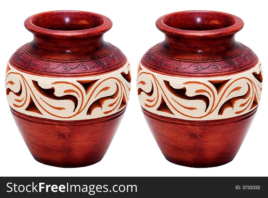 Two sarawak vase image on the white background