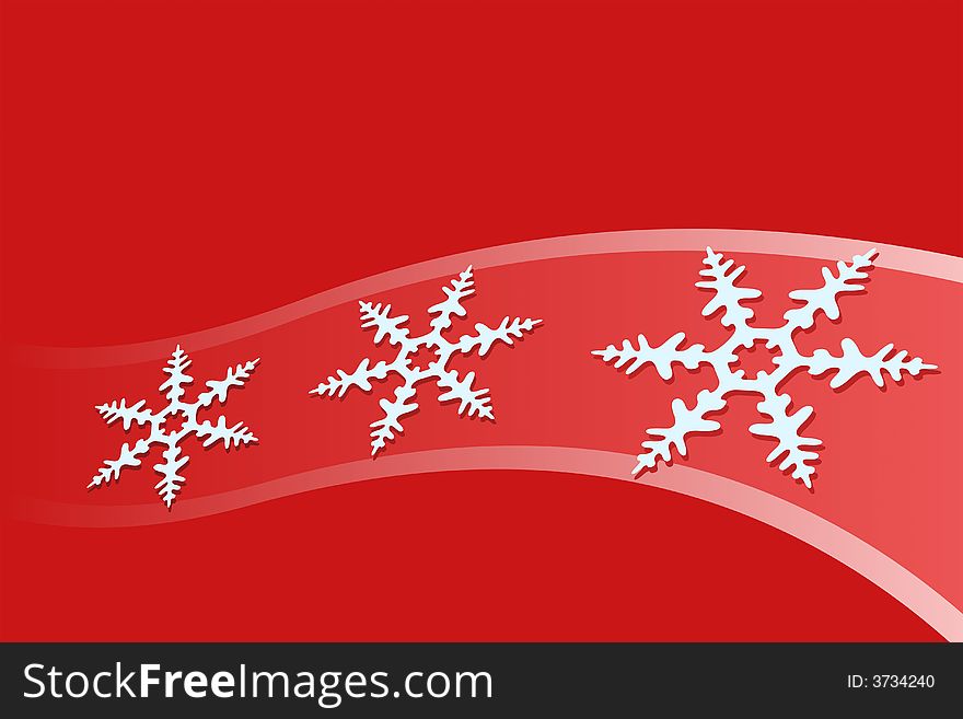 Vector illustration of curves and snowflakes