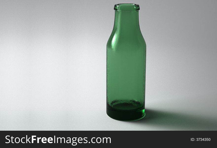 Old green glass reflective bottle. Old green glass reflective bottle