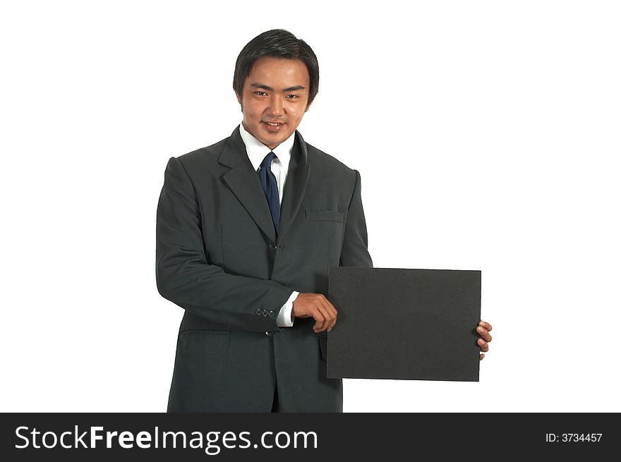 A picture of a businessman over a white background