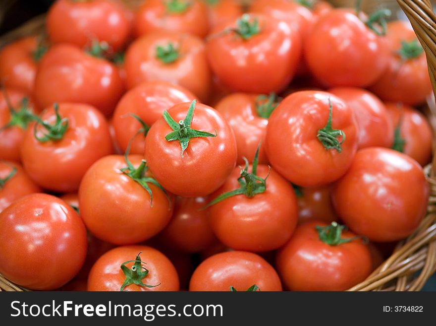 Red Tomato In A Basket