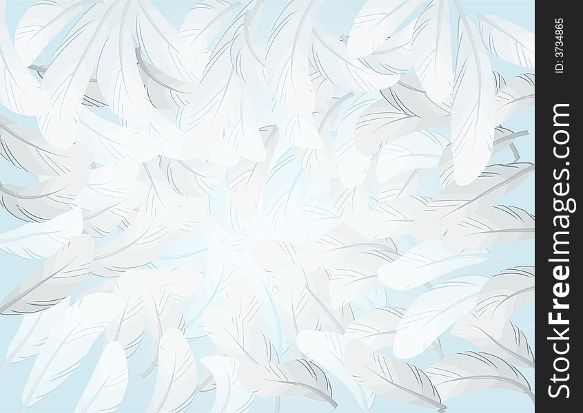 Winter background madden from white, blue and grey feathers. Winter background madden from white, blue and grey feathers