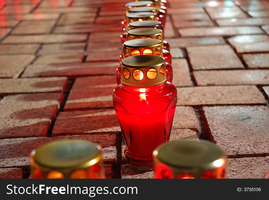 Lighting candles on the square