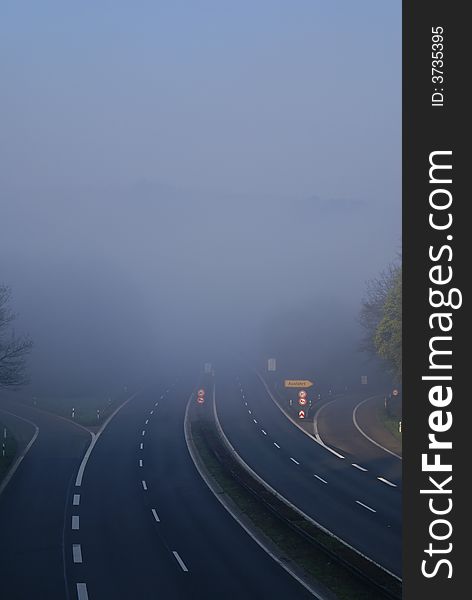 German Autobahn Expressway at daybreak. German Autobahn Expressway at daybreak