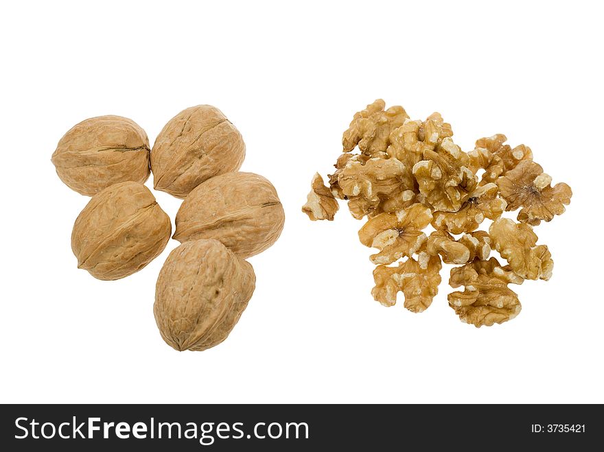 Fresh walnuts isolated on a white background