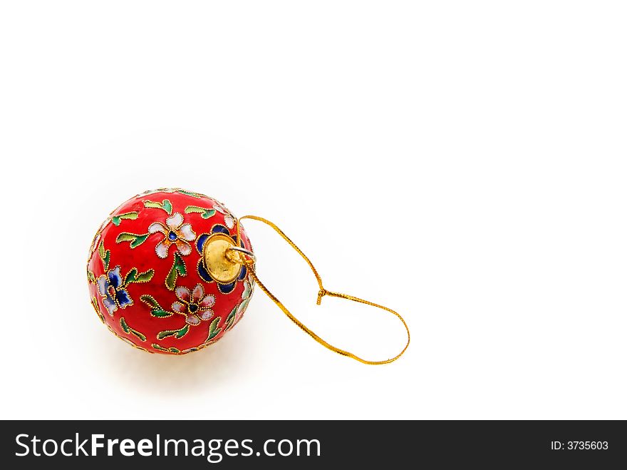 Christmas Time: Isolated floral bauble lying down, with plenty of copy space. Christmas Time: Isolated floral bauble lying down, with plenty of copy space