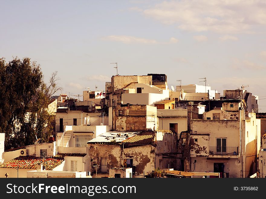 View over villas in ibiza town