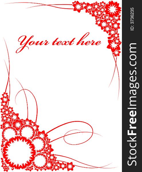 Card with abstract red flowers. Card with abstract red flowers