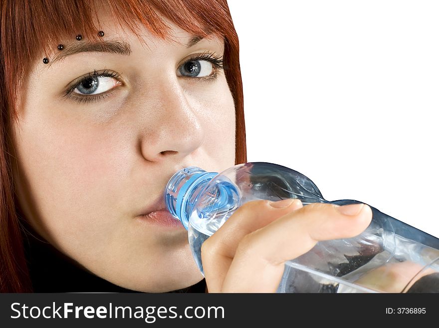 Redhead Drinking Water