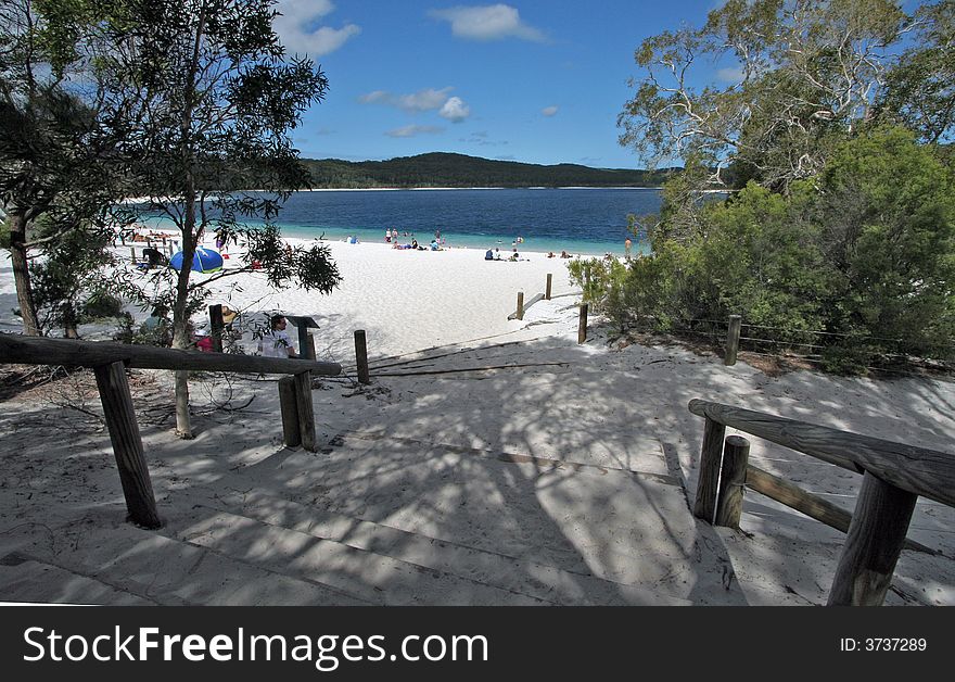 This is a picture of lake MacKezie on Frazier Island in Australia. This is a picture of lake MacKezie on Frazier Island in Australia