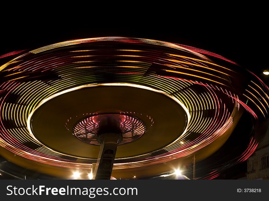 Fun fair at night moving